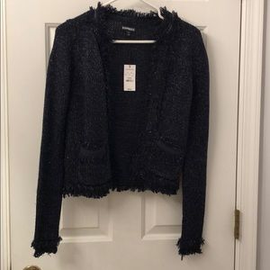 Express Navy woven sparkly ✨ sweater blazer NWT!